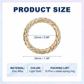 MECCANIXITY Twist Shaped Spring Snap Keychain Clip, 35mm Metal Trigger Keychain Hook Clip Key Hook Buckle for Purses Wallet Belts Hardware Bags, Light Gold Pack of 10