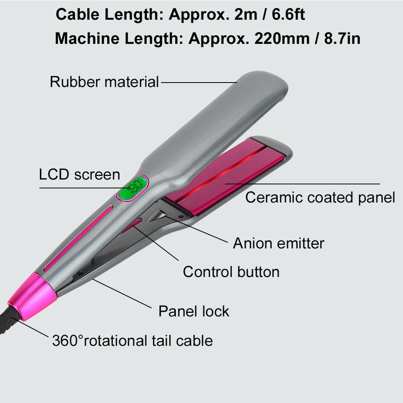 Anion LED Electric Ceramic Infrared Hair Straightener Hairdressing Tool
