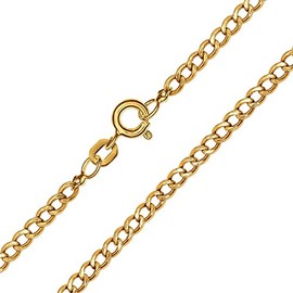 CLEVER SCHMUCK Golden Women's Anklet Curb Chain 25 cm Long Shiny and Wide Chain Links 333 Gold 8 Carat in Jewellery Case, Glossy, No Stone