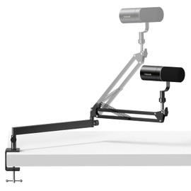 Tonor Brazo de Micrófono, Soporte de Micrófono Ajustable con Gestión de Cables, Tornillo Adaptador de 5/8'' y Clips para Micrófono Para Videojuegos, Brazo de Micrófono de Perfil Bajo, Negro