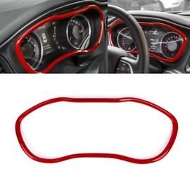 x xotic tech Dashboard Instrument Panel Display Frame Cover Trim Compatible with Dodge Challenger 2015-up Interior Accessories Decoration (Glossy Red)