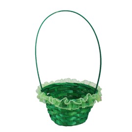 Fun Machine Easter Baskets, Buckets, Coloured Grass, Boxes, Gift Wrap - Frilly Wicker Basket - Green