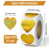 500 PCS Gold Glitter Heart Sticker, 1" Love Shape Labels,