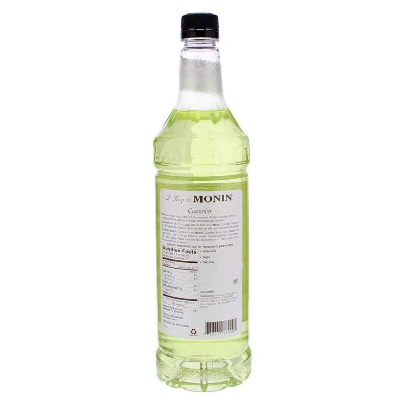 Monin Cucumber Syrup 33.8 Fl Oz Allergen Free for Cocktails