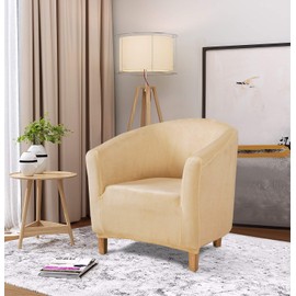 TIANSHU Sofa Cover, 1 Seat, Armrest, One-Piece Chair Cover, Solid, Vertical and Horizontal Elasticity, Stretchable, Fit Type, Anti-Slip, Soft, Elastic Material, Good Stretchability, Four Seasons, Super Convenient (Flannel Fabric, Sand)