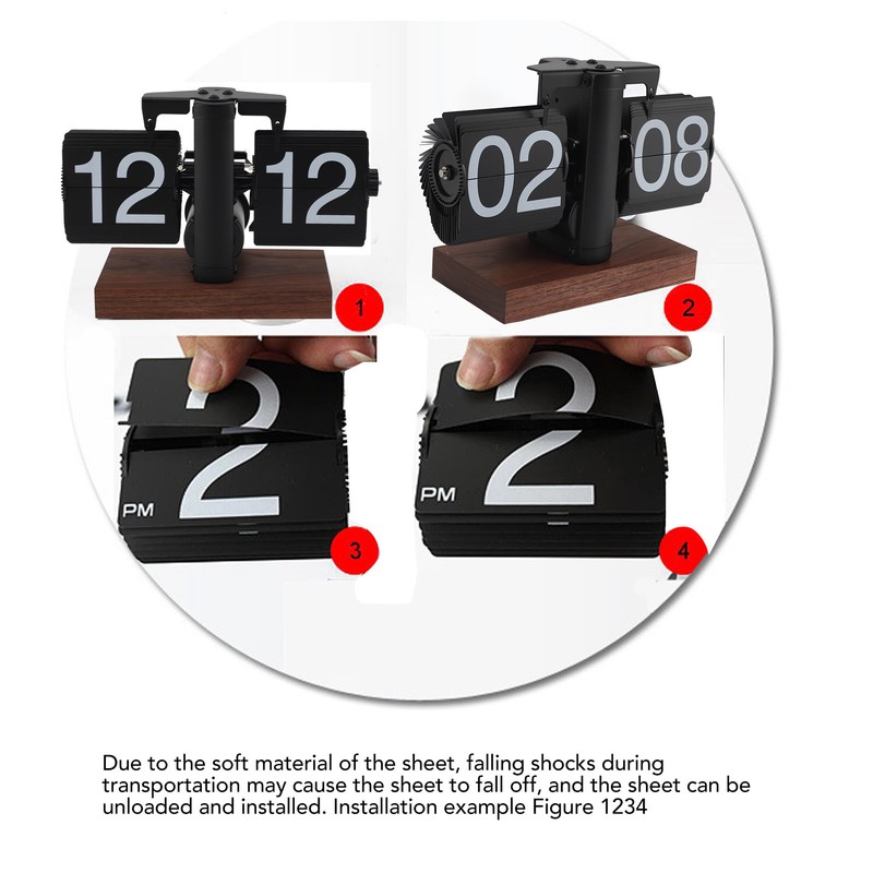 Flip Desk Clock Vintage 24 Hours Anti Slip Base Rotary