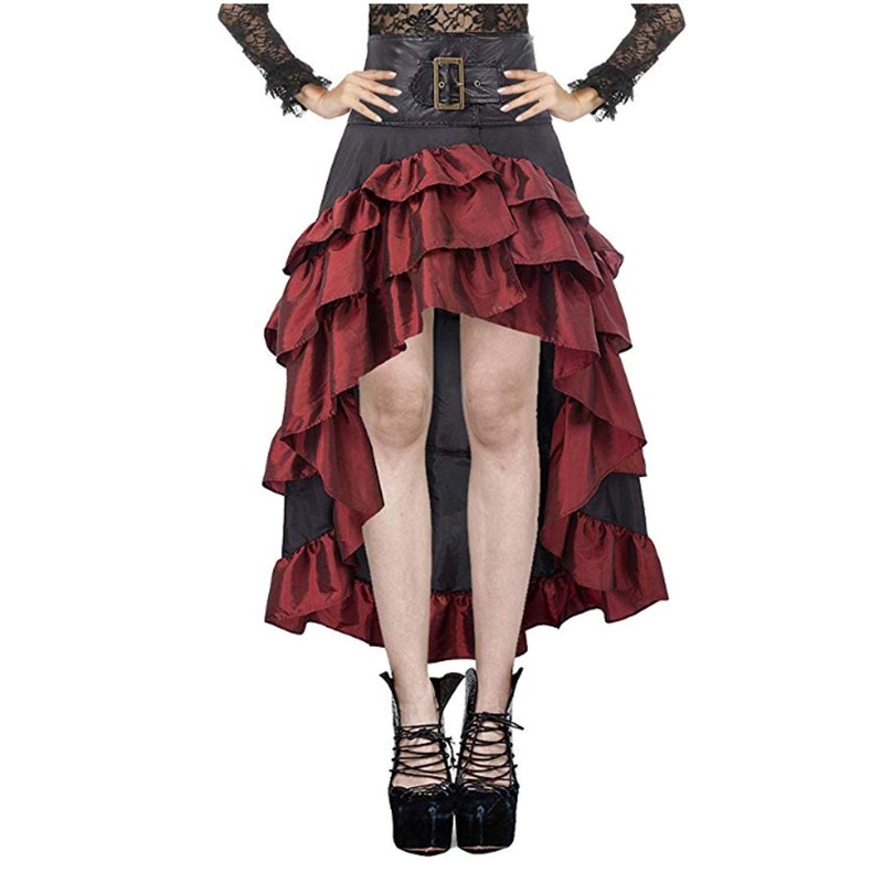 Women's Steampunk Gothic Black Lace Long Skirts