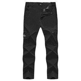 Rdruko Men's Hiking Pants Lightweight Quick Dry Water Resistant Outdoor Travel Work Fishing Pants 6 Pockets (Black,US 38)