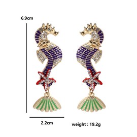 Seahorse Earrings for Women, Starfish Seashell Seahorse Earrings for Girls, Ocean Seahorse Dangle Earrings Hypoallergenic, Beach Seahorse Bohemian Drop Earrings, Cute Fish Seahorse Earrings Studs