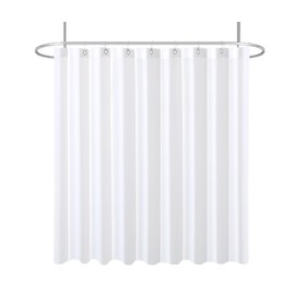 Biscaynebay Fabric Extra Wide Shower Curtain Liners, White 96" Width by 72" Length, Water Resistant Bathroom Curtains, Rust Resistant Grommets Top Weighted Bottom Machine Washable