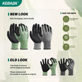 Kebada Gardening Gloves for Men, 2 Pairs Breathable Garden Gloves, Foam Latex Coated, Stretchable Knitting General Duty Work Gloves, Made from Recycled PET Bottles,Green & Gray, Large