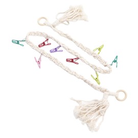 RiToEasysports Stuffed Animal Toy Holder, Wall Toy Storage Decor Hanging Stuffed Animal Storage Chain with Clips and Hooks for Children's Room (Beige) Kids Toys