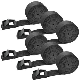 RIO Direct Pack of 6 Lashing Straps with Clamping Lock 2.5 m, Black Fastening Strap/Lashing Straps with Clamping Lock, Adjustable Webbing for Bicycle, Sack Truck, Motorcycle, Truck, Kayaks, Luggage