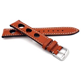 RIOS1931 Sulla Baikal Rallye Vintage Cowhide Leather Watch Strap Handmade in Germany Robust 19 mm Cognac, Cognac, Strap.