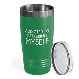 Flairy Land Daily Affirmation Green Edition Tumbler 20oz - Bettering Myself - Funny Gift For Reminder Coworker Friendship Graduation Birthday Encouragement Sunshine Woman