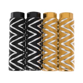 Partuto 4 Pcs Aluminum Alloy Anti-Skid Bike Pegs 100mm Length Wave Texture Bicycle Backseats Stands Cycling Foot Pegs 3/8 Inch Axles Black Gold Tone