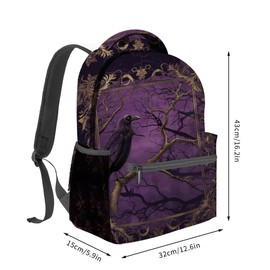 VANZEV Raven and Dark Forest Backpack Travel Backpacks Laptop Rucksack,School Bookbag for Women Kids Boys Girls,Gothic Animal Back Pack Accessories Bags,Ideal Gifts for Work, Outdoor Adventures
