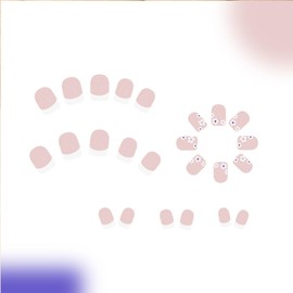 BDNANYAGE Press on Nails Short Square Plastic False Nails 24 Pcs White French Tips Flower Pattern Glossy Finish