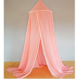 OctoRose DIY Butterfly Castle Cotton Bed Canopy Tent Room Decorate for Boys Girls Reading Playing Indoor Game House (Peach)