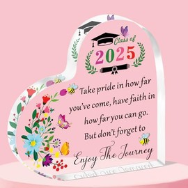 QMVMV Graduation Gifts for Her Class of 2025 for College University Graduate Acrylic Plaque Inspirational Gift for Women Girls Daughter Sister Friends Senior Middle School Student from Teacher Mum