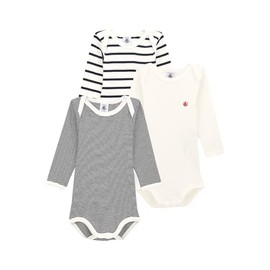 Petit Bateau Unisex Baby Striped Bodysuit with Long Sleeves (Pack of 3), Variant 1