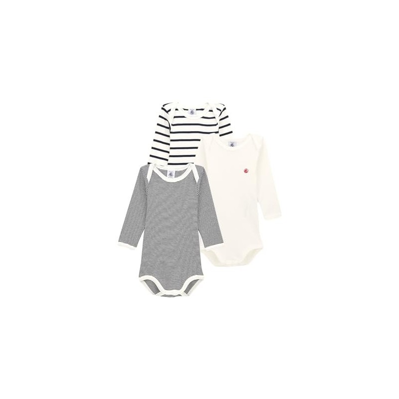 Petit Bateau Unisex Baby Striped Bodysuit with Long Sleeves (Pack