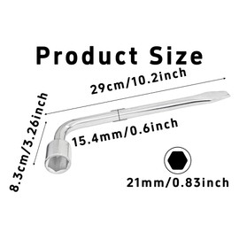 AUXBC 21mm Car Spare Tire Lug Wrench, Heavy Duty L-Type 45# Steel Repair Tool with Slotted Hex End for Spare Tire Replacement, Car Repair, Maintenance