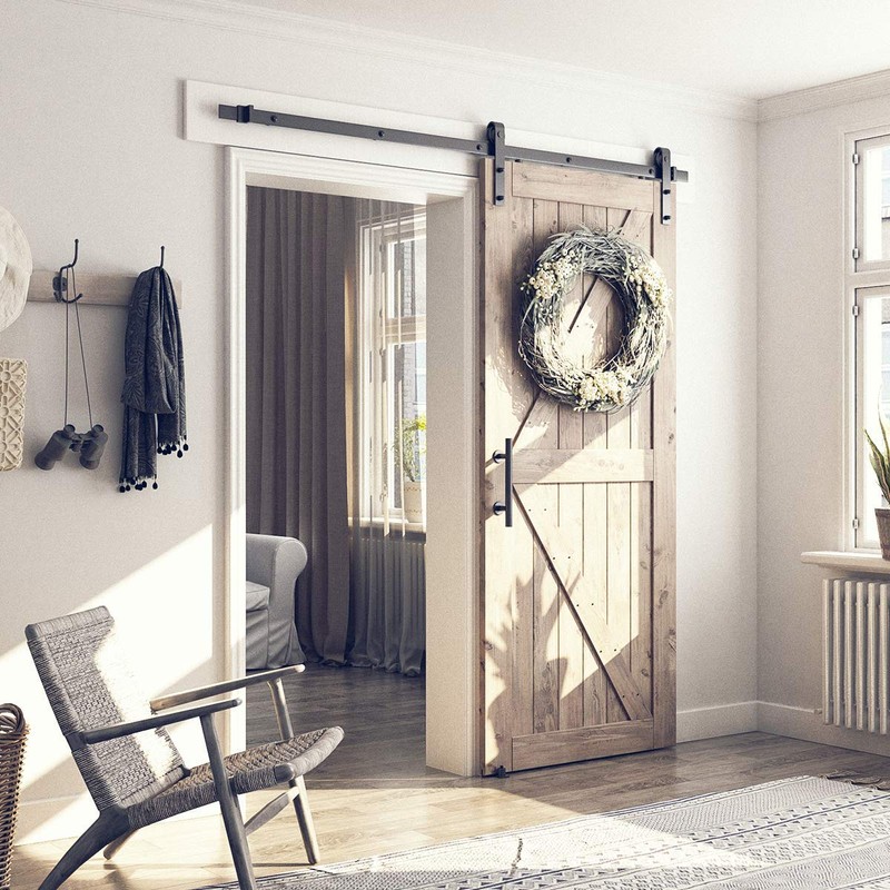 SMARTSTANDARD 6.6FT Sliding Barn Door Hardware Kit (Include 6.6ft Track