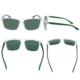 NIEEPA Men's Sports Polarized Sunglasses Square Frame Glasses NP1007, A60 Transparent Frame/Darkgreen Lens, Medium