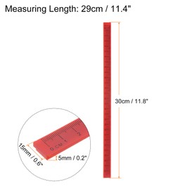 sourcing map Whiteboard Magnetic Ruler Metric Board Straight Rulers Office Measuring Tools 29cm Coral Red