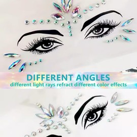 3 Stücke Festival Edelsteine Temporären Tattoos,Glitzersteine Gesicht,Strasssteine fü Musikkarneval, Party, Make-up, für Gesicht Kostüm Tattoos Festival