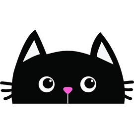 Cute Silly Peaking Black Kitty Cat Cartoon Vinyl Sticker (2" Tall, Head Face)