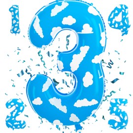 Toy Cartoon Story Balloons Toy Cartoon Story Birthday Party Supplies Decorations Gaint 40 Inch Mylar Foil Blue Sky Cloud Number 3 Balloons for Garland Arch Kit Kids 3rd Baby Shower Farm Party Favor(3)