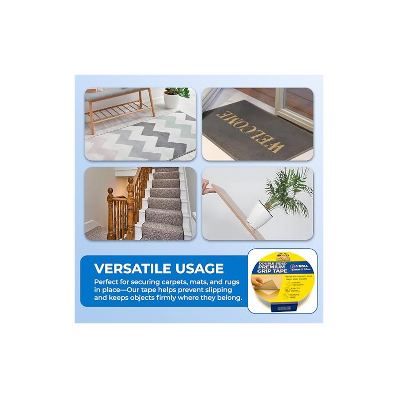 Double Sided Carpet Tape, 21mm wide, 20m long, 160micron thickness,