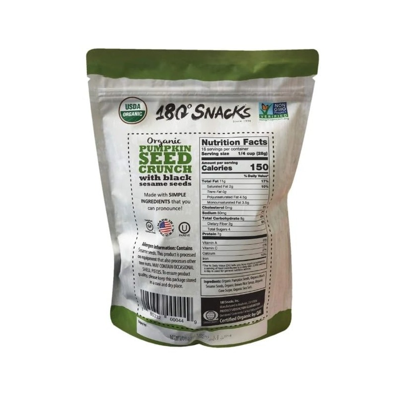 180 Snacks Organic Pumpkin Seed Crunch with Black Sesame Seeds