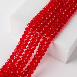 FZH 10mm Red Rondelle for Jewelry Making 250pcs Faceted Briolette Shape Crystal Spacer Beads Assortments Supplies Accessories for Bracelet Necklace for Wholesale