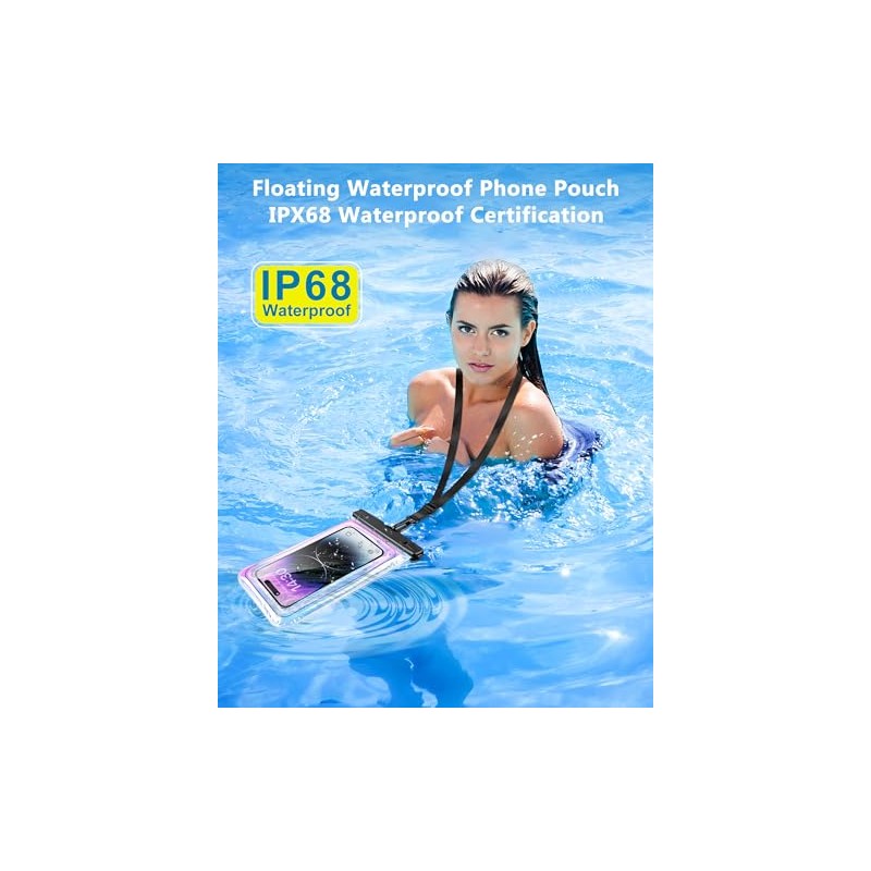 IPX68 Waterproof Phone Pouch with Lanyard - Dazzling Purple