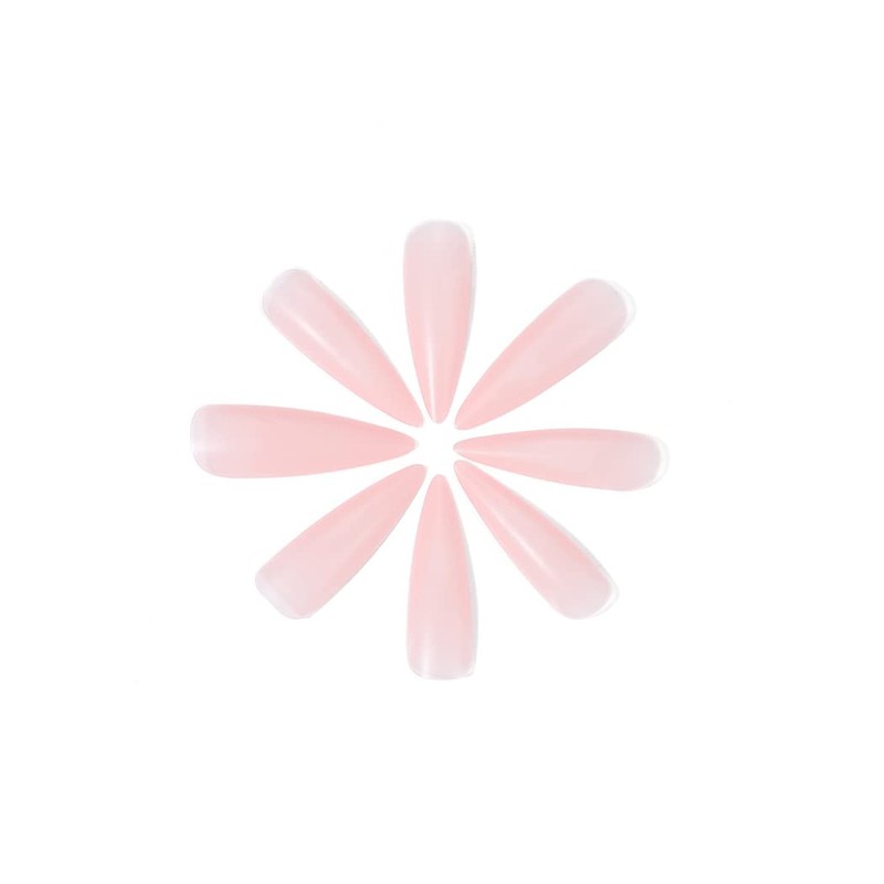 Vatocu Stiletto 24 Pieces Matte Pure Pink False Nails Long