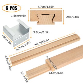 DAJAVE 6PCS 16 Inch Wood Drawer Slides with Metal Slide Glides, Classic Traditional Wood Center Guide Track Mount Drawer Glides Rails Replacement Part