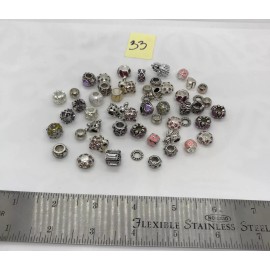 European Style Large Hole Beads  Metal Lot Silver & Multi Color Charms