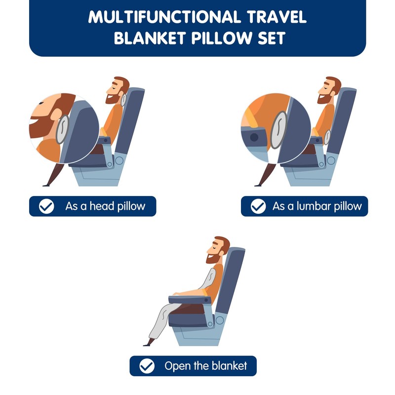 Travel Blanket and Pillow Set, 2-in-1 Blanket with Soft Pillowcase,