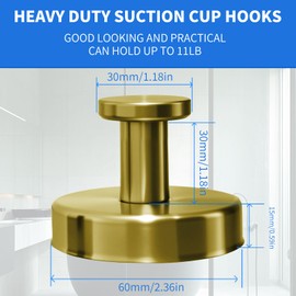 MCSDFN 4 Pack Suction Cup Hooks for Shower 304 Stainless Steel Removable Towel Hooks, Mountable on Bathroom Wall, Kitchen, Glass, Mirror, Tile for Hanging Towels, Robe, Coat (Gold)