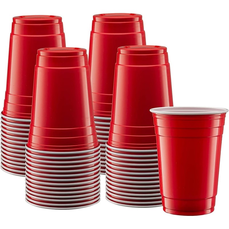 HOT BARGAINS 50 X Red Party Cups Reusable Plastic Disposable