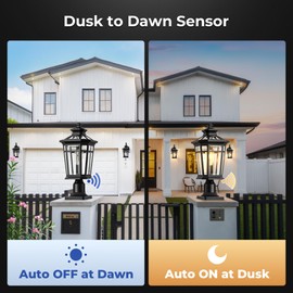 OPAXIS Large Dusk to Dawn Outdoor Post Light, 20''H Black Outdoor Pole Light Fixtures, Anti-Rust Exterior Post Lantern Light with Pier Mount Base, 100% Aluminum Lamp Posts Outdoor Lighting, Hardwired