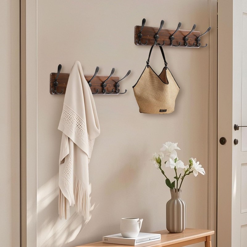 Homagic 2 Pack Coat Rack Wall Mount 16.8'' Rustic Hat