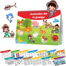 Magictodoor Spanish Busy Book for Toddlers, Montessori Preschool Learning Activities, 14 Bilingual Themes (English/Spanish) – Quiet Book for Kids Ages 2-4, Educational Travel Toys