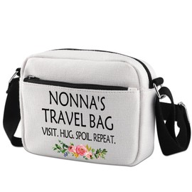 WCGXKO Nonna Gift For Grandma From Grandchildren Nonna Travel Gift Grandmother Zipper Canvas Crossbody Bag (NONNA HB1 CA)