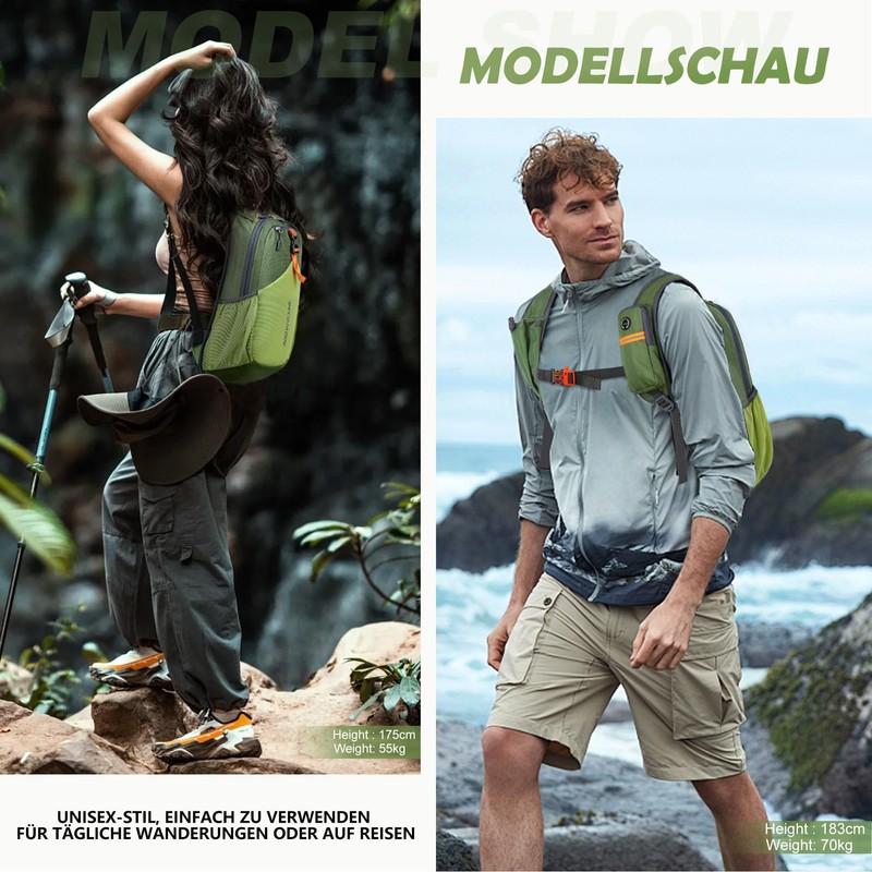 BECOJADDE 15L Hiking Backpack Men's Small Backpack Women's Lightweight Daypack
