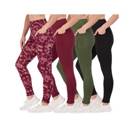 4 Pack: Womens Plus Size Leggings Yoga Pants for Women Workout Tummy Control Legging Pockets Gym Clothing Exercise Pants Womans Adult Girl Teen High Waisted Pocket Waist Just My - Set 6, 2X