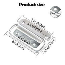 Chstarina Pack of 2 Folding Handles, Stainless Steel, Box Carry Handles, Hardware Boxes Handle, Silver Stainless Steel Box Handle, for Toolbox, Storage Box, Tool Boxes